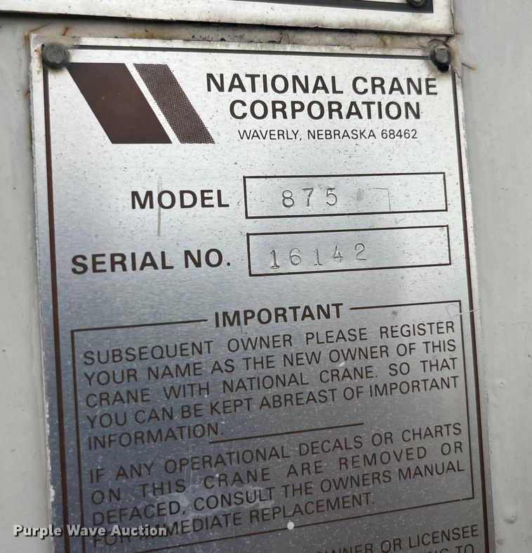 image for item EK8752 1984 Ford F800 crane truck