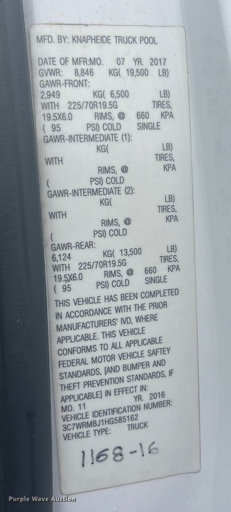 image for item EK8785 2017 Dodge Ram 5500 utility / service truck