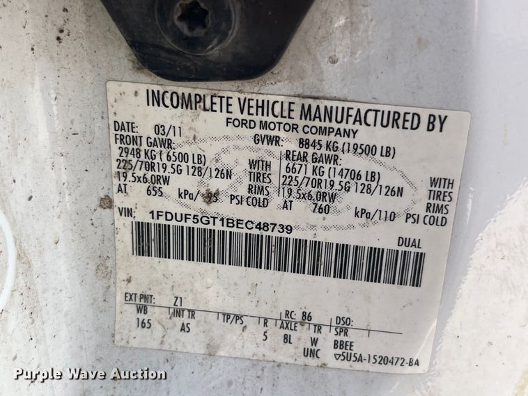 image for item EK8798 2011 Ford  F550 Super Duty XL  utility / service truck