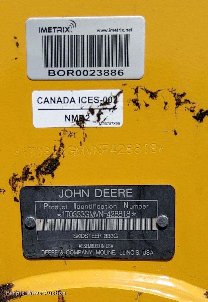 image for item LO9040 2022 John Deere 333G tracked skid steer loader