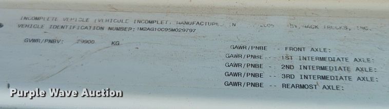 image for item NG9976 2005 Mack  CV713 Granite  roll-off container truck