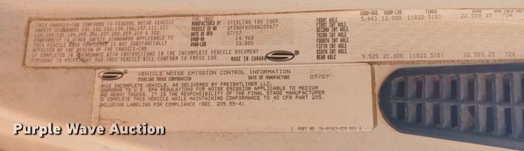 image for item NG9991 2008 Sterling  L8500 dump truck