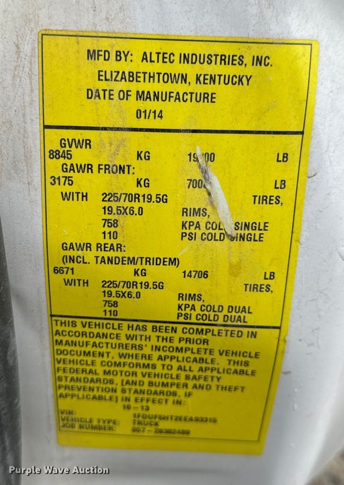 image for item OF9764 2014 Ford F550 Super Duty XL bucket truck