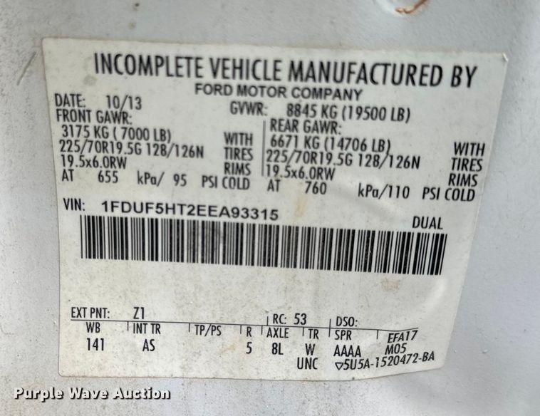 image for item OF9764 2014 Ford F550 Super Duty XL bucket truck