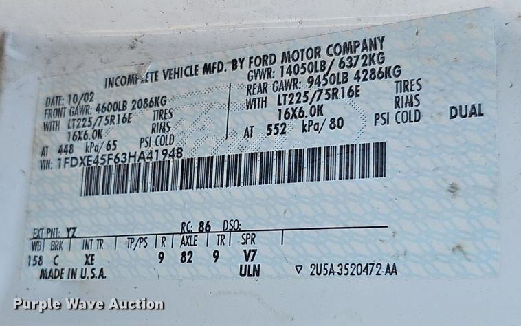 image for item DP1039 2003 Glaval E450 Super Duty shuttle bus