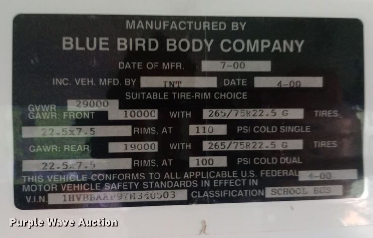 image for item DP1199 2000 International school bus