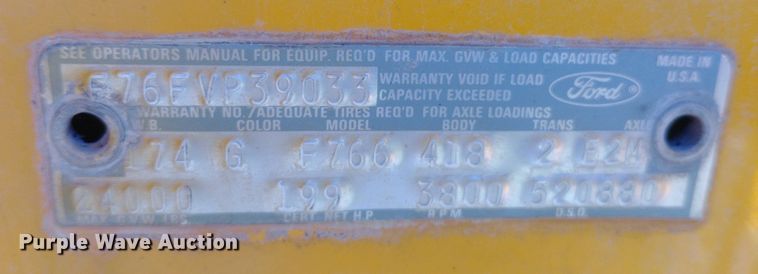 image for item DP1261 1972 Ford  750 fire truck