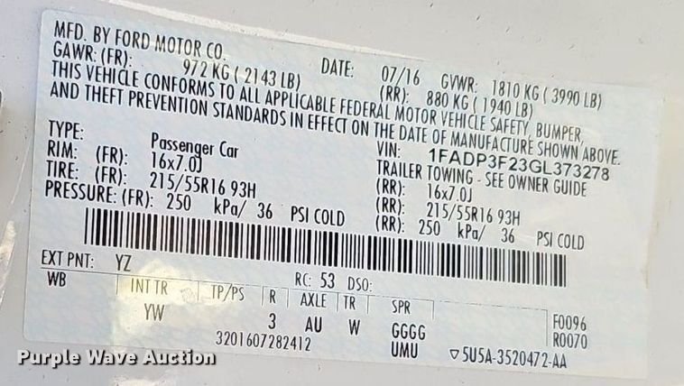 image for item DP6540 2016 Ford Focus SE 