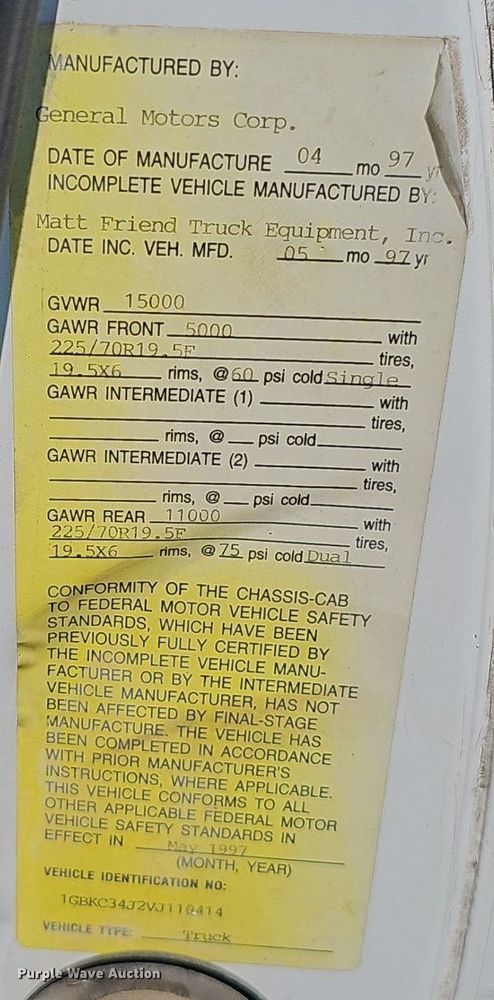 image for item DP6543 1997 Chevrolet 3500HD tow truck