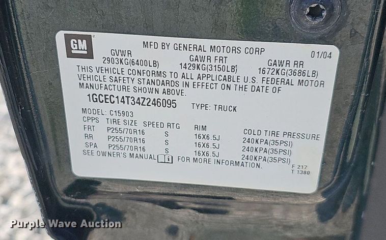 image for item DP6547 2004 Chevrolet Silverado 1500 pickup truck