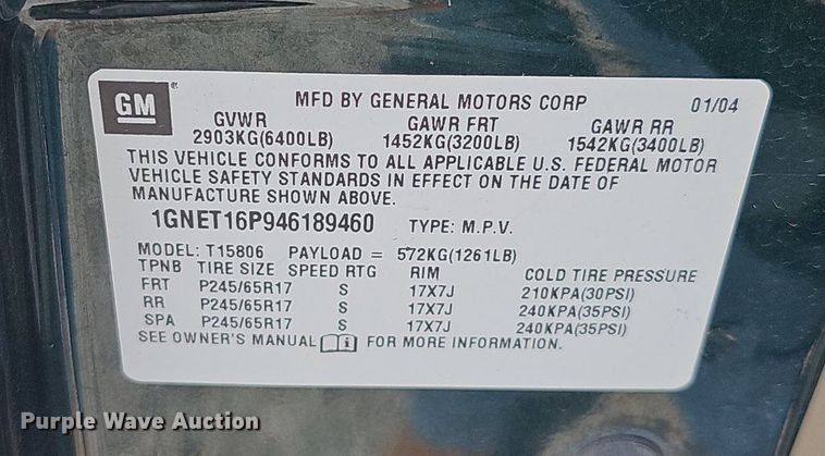 image for item DP6551 2004 Chevrolet Trailblazer SUV