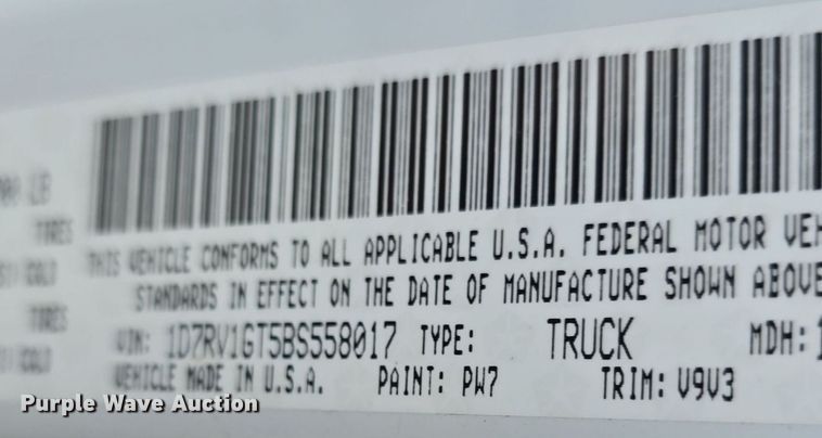 image for item DQ4462 2011 Dodge Ram 1500 Quad Cab pickup truck