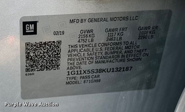 image for item DQ6876 2019 Chevrolet Impala 