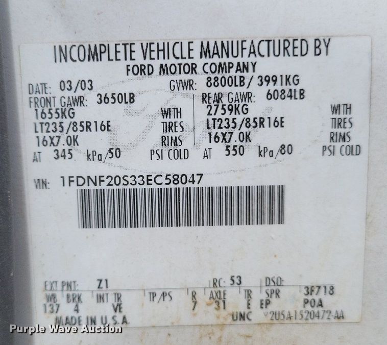 image for item DR4881 2003 Ford  F250 Super Duty XL pickup truck