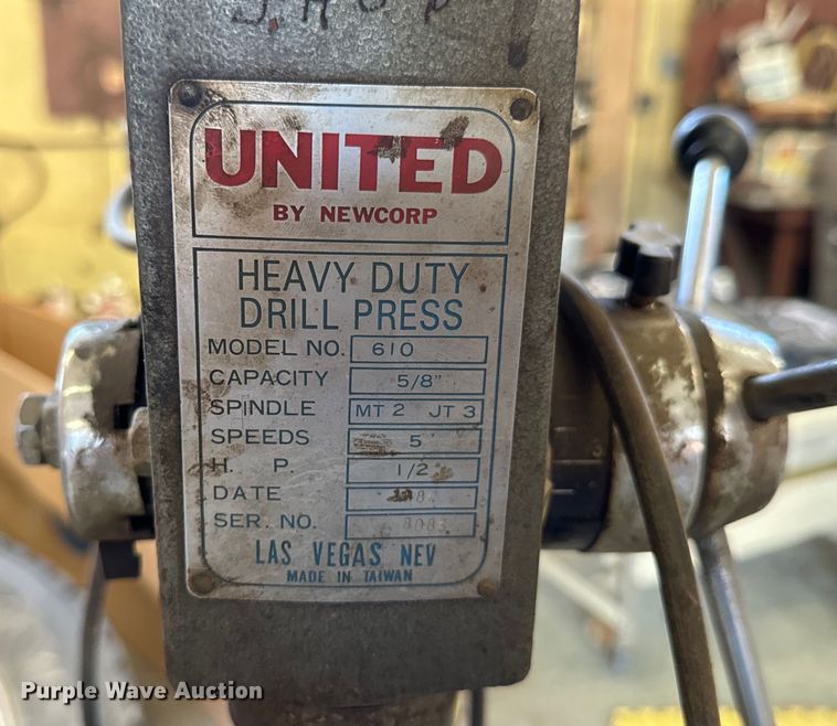 image for item DX0911 1984 United 610 drill press