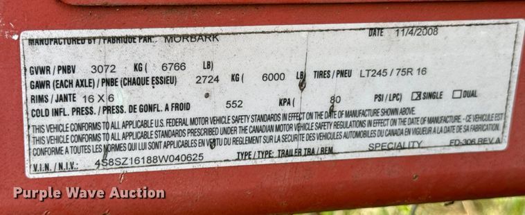 image for item DX0915 2008 Morbark Blizzard wood chipper