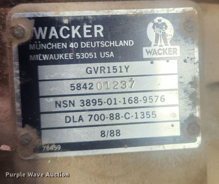 image for item DX0924 Wacker  GVR151Y plate compactor 