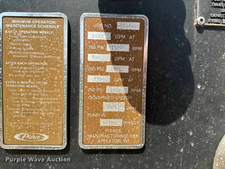 image for item DX0946 1988 Pierce Arrow pumper fire truck