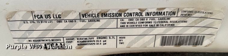 image for item DX3461 2019 Dodge Ram 1500 Crew Cab pickup truck