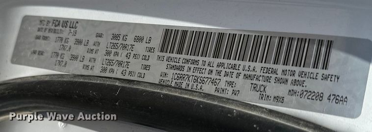 image for item DX3461 2019 Dodge Ram 1500 Crew Cab pickup truck