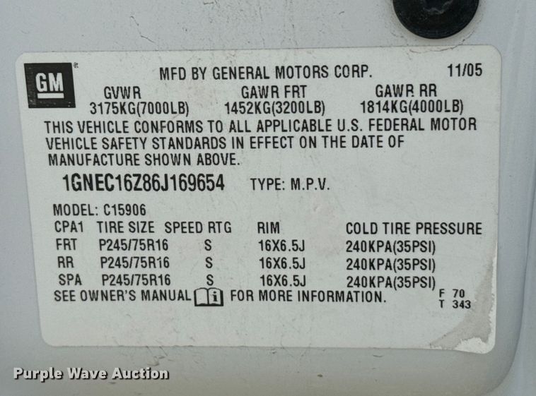 image for item DX3467 2006 Chevrolet  Suburban 1500 SUV