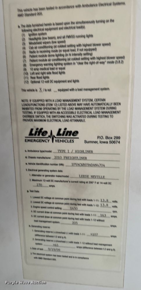 image for item EH4337 2010 Freightliner Buisness Class M2 ambulance