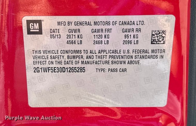 image for item EH4338 2013 Chevorlet Impala 