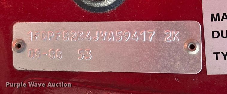 image for item EJ4398 1988 Ford  F800 pumper fire truck