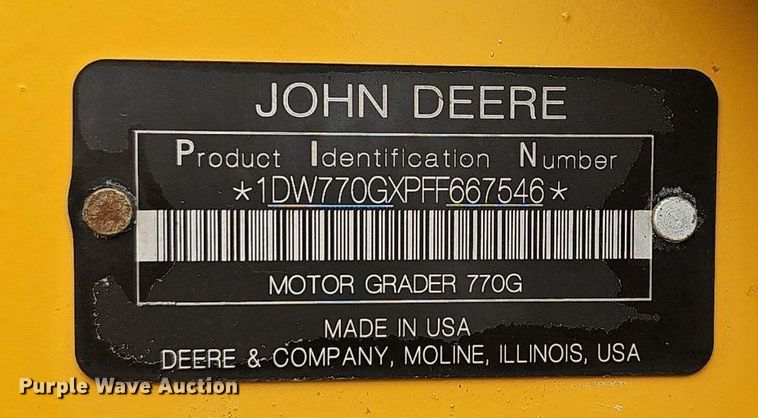 image for item EJ5743 2015 John Deere 770G motor grader