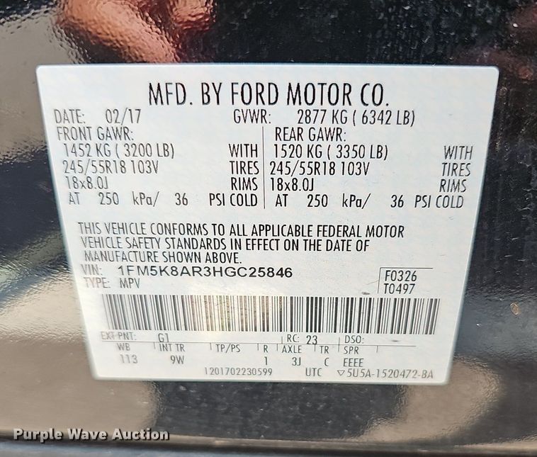 image for item EJ5745 2017 Ford Explorer Police Interceptor SUV