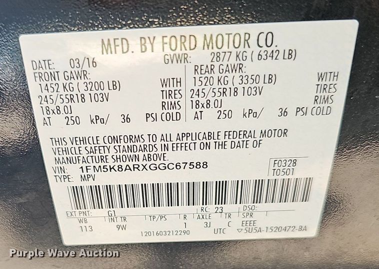 image for item EJ5747 2016 Ford Explorer Police Interceptor SUV