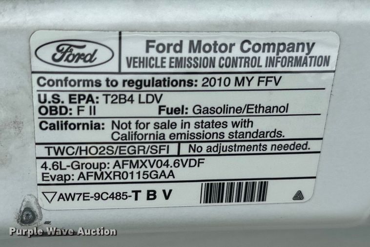 image for item EJ6388 2010 Ford  Crown Victoria Police Interceptor 