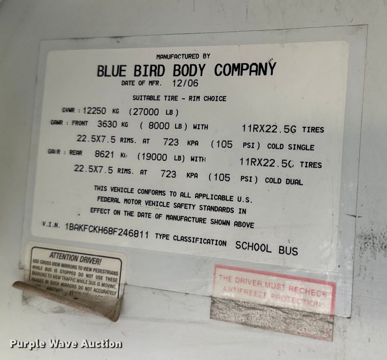 image for item EJ7079 2008 Bluebird  Vision school bus