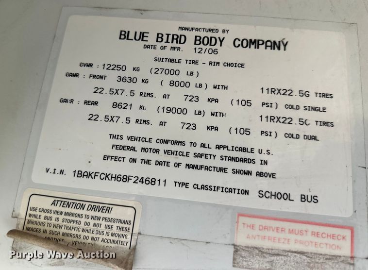 image for item EJ7079 2008 Bluebird  Vision school bus