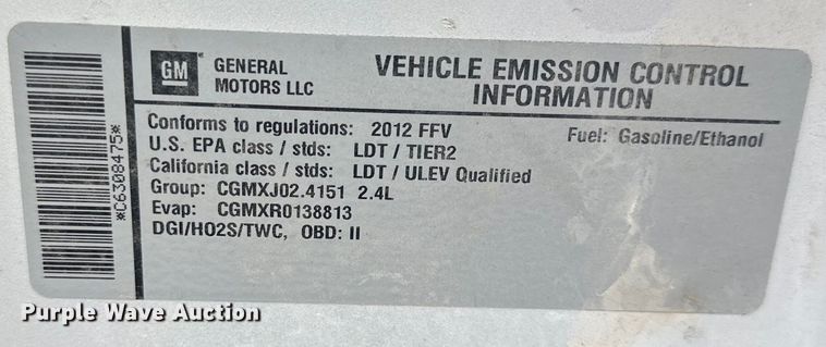 image for item EJ7082 2012 Chevrolet  Equinox SUV