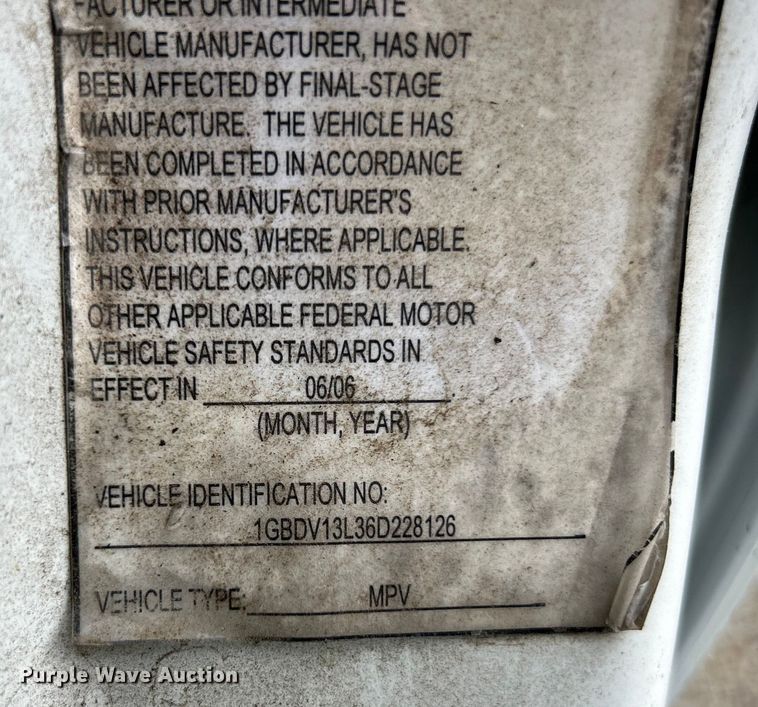 image for item EK4906 2006 Chevrolet  Uplander  handicap accessible van