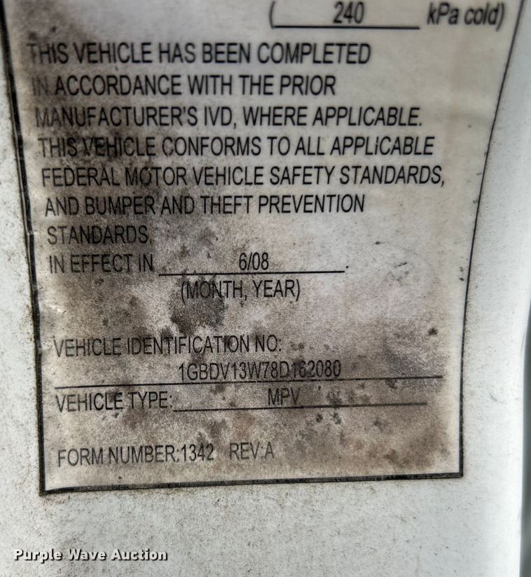 image for item EK4907 2008 Chevrolet  Uplander handicap accessible van