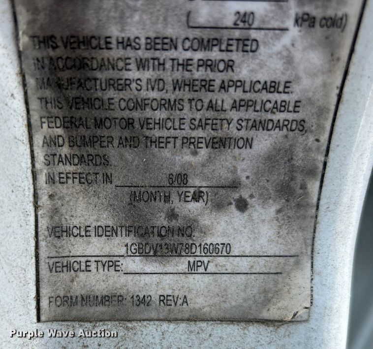 image for item EK4908 2008 Chevrolet  Uplander  handicap accessible van