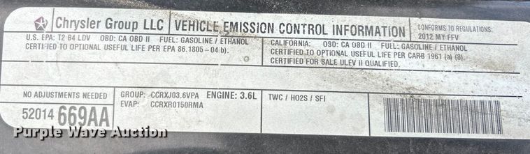 image for item EK4914 2012 Dodge Grand Caravan  handicap accessible van