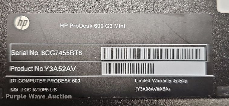 image for item IO9986 (6) HP ProDesk 600 G3 mini computers