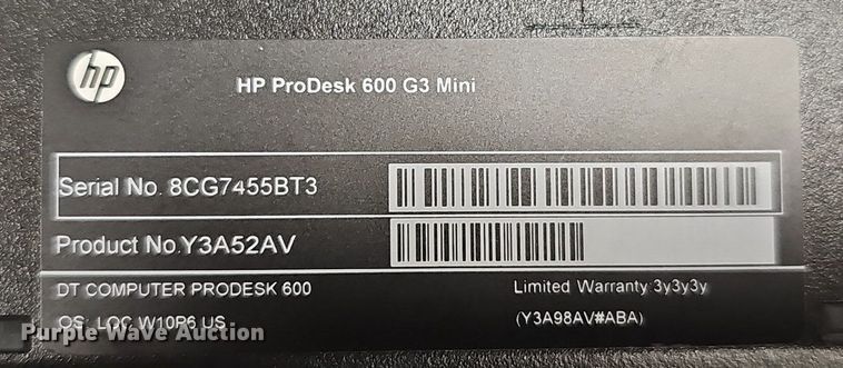 image for item IO9986 (6) HP ProDesk 600 G3 mini computers