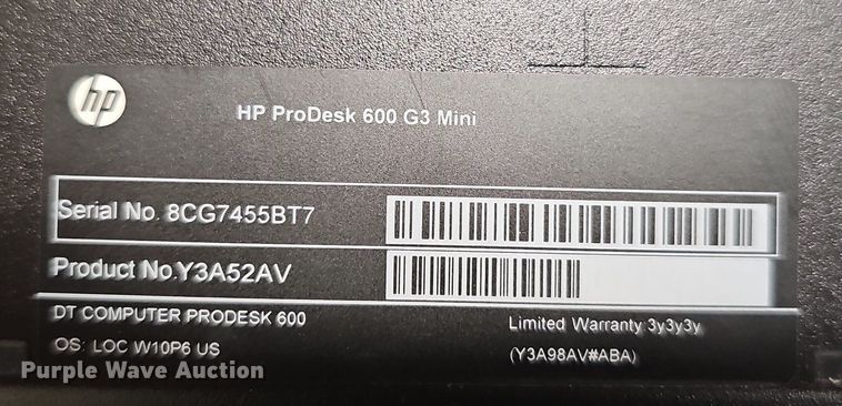 image for item IO9986 (6) HP ProDesk 600 G3 mini computers