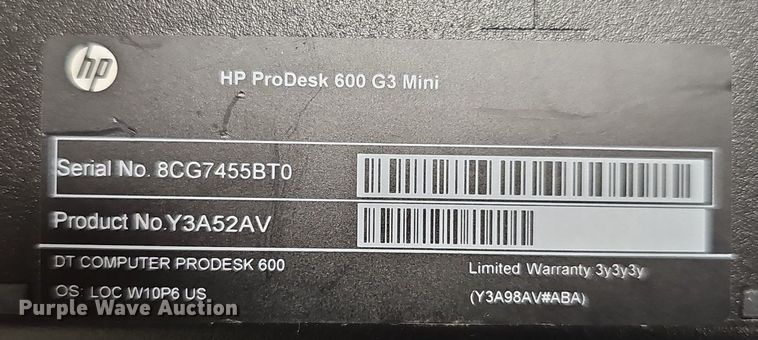image for item IO9986 (6) HP ProDesk 600 G3 mini computers