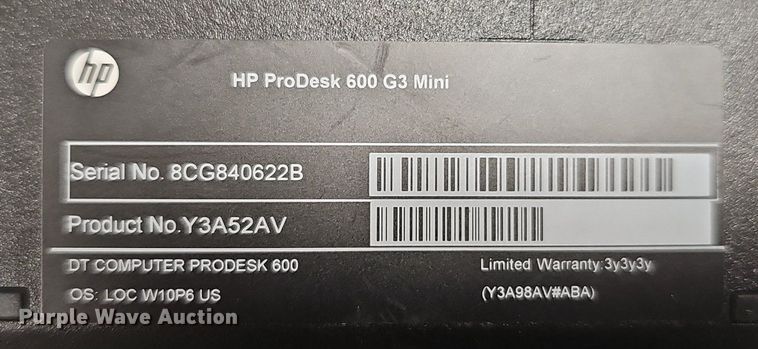 image for item IO9987 (5) HP ProDesk 600 G3 mini computers