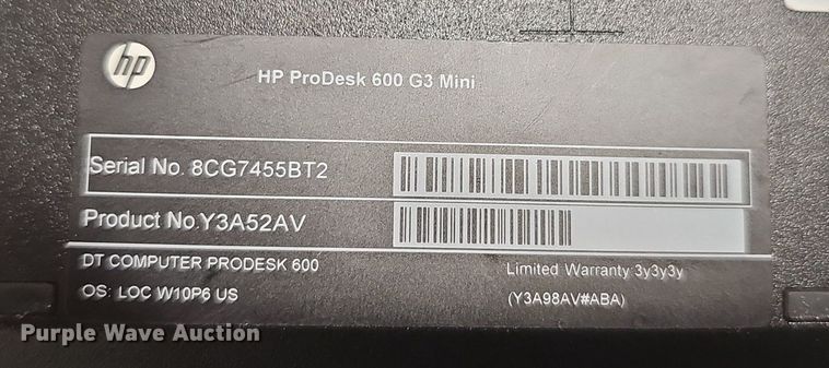 image for item IO9987 (5) HP ProDesk 600 G3 mini computers