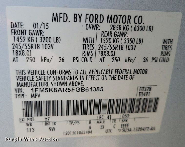 image for item KA9978 2015 Ford Explorer Police Interceptor SUV