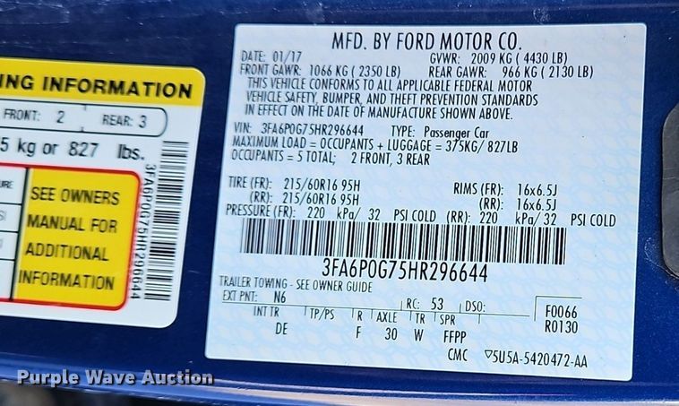 image for item ME9307 2017 Ford Fusion 