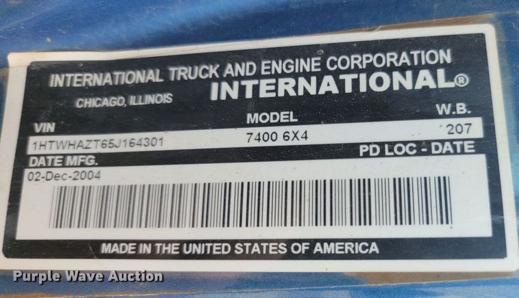 image for item OD9584 2005 International  7400 6x4 dump truck