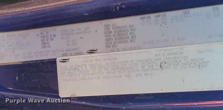 image for item OD9585 2004 Sterling LT7500 dump truck