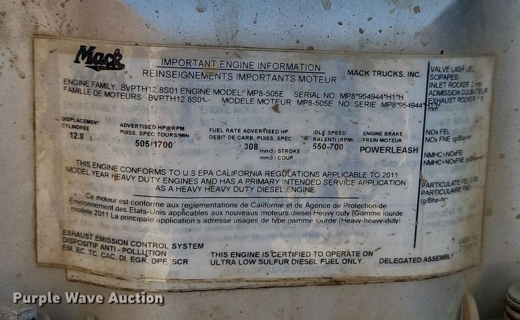 image for item OD9601 2012 Mack CXU613 semi truck